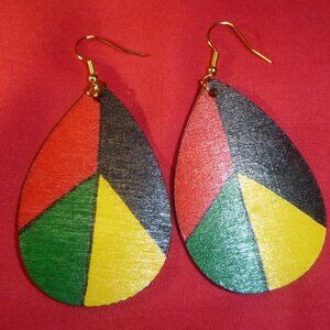 Red, Black & Green Tear Drop Earrings / RBG African American Tear Drop Earrings